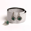 Sterling Silver Set Green Stones