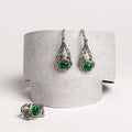 Sterling Silver set with green stone