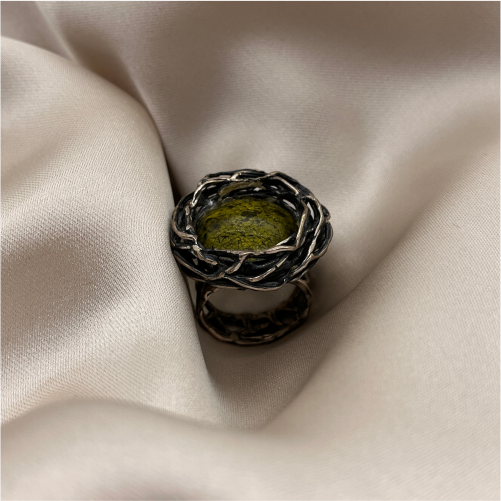 Sterling Silver Ring with green gem