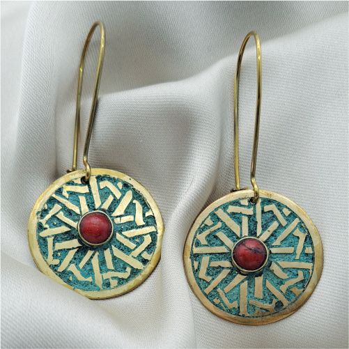 Big round earrings PIAFCHIK with stone