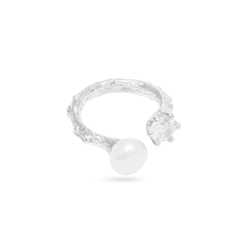 Nature's Elegance Branch Ring with Diamond & Pearl