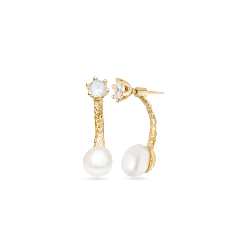 Nature's Elegance Branch Earrings with Diamond & Pearl
