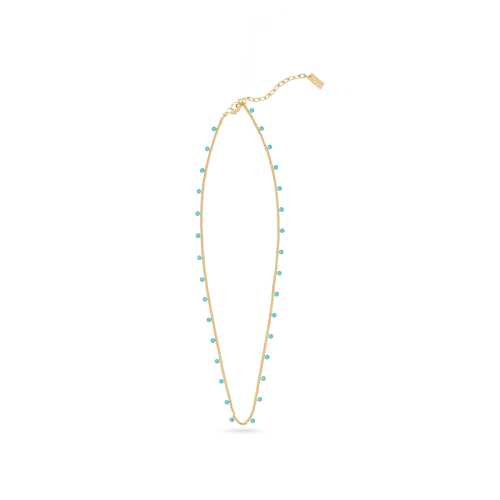 Heart-Shaped Turquoise Necklace with Zircon Gemstones
