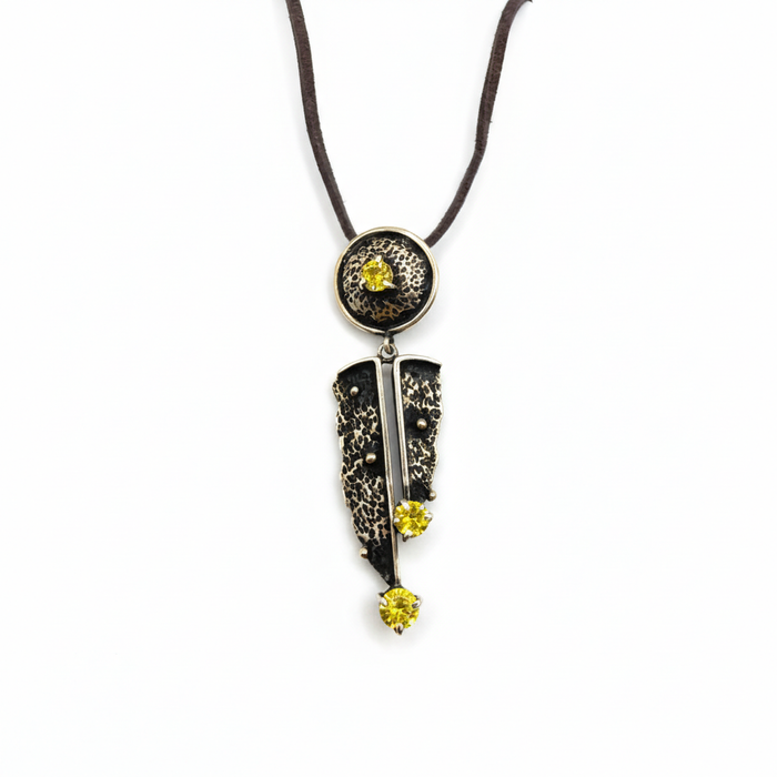 Sterling Silver pendant necklace Yellow Drops