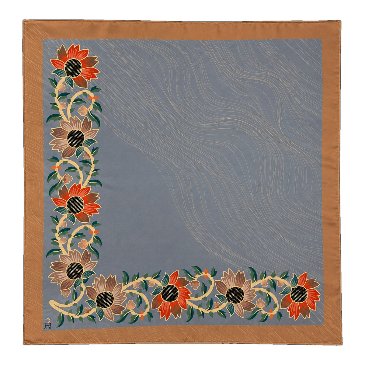 Grey Sunflower scarf by Taraz Art