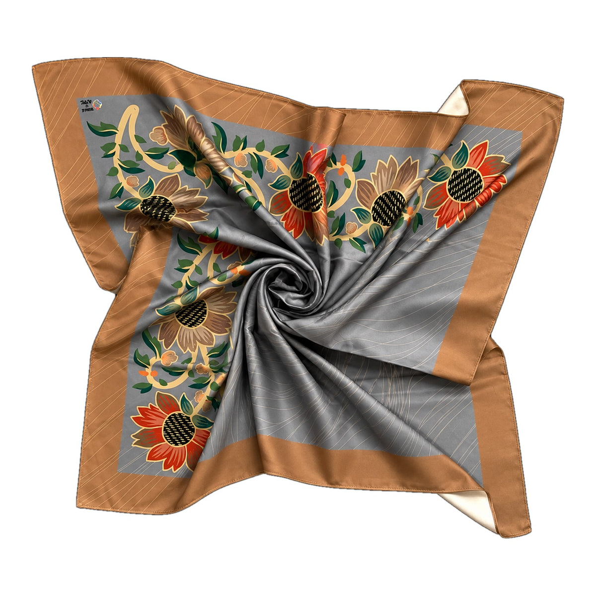 Grey Sunflower scarf by Taraz Art
