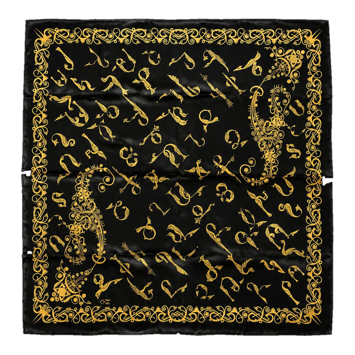 Black and Gold Alphabet scarf by Taraz Art