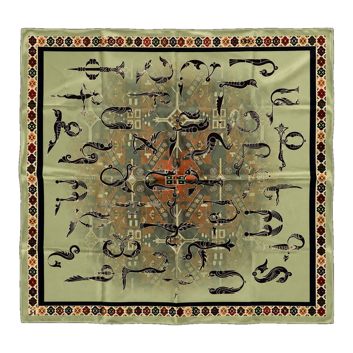 Sage Alphabet scarf by Taraz Art