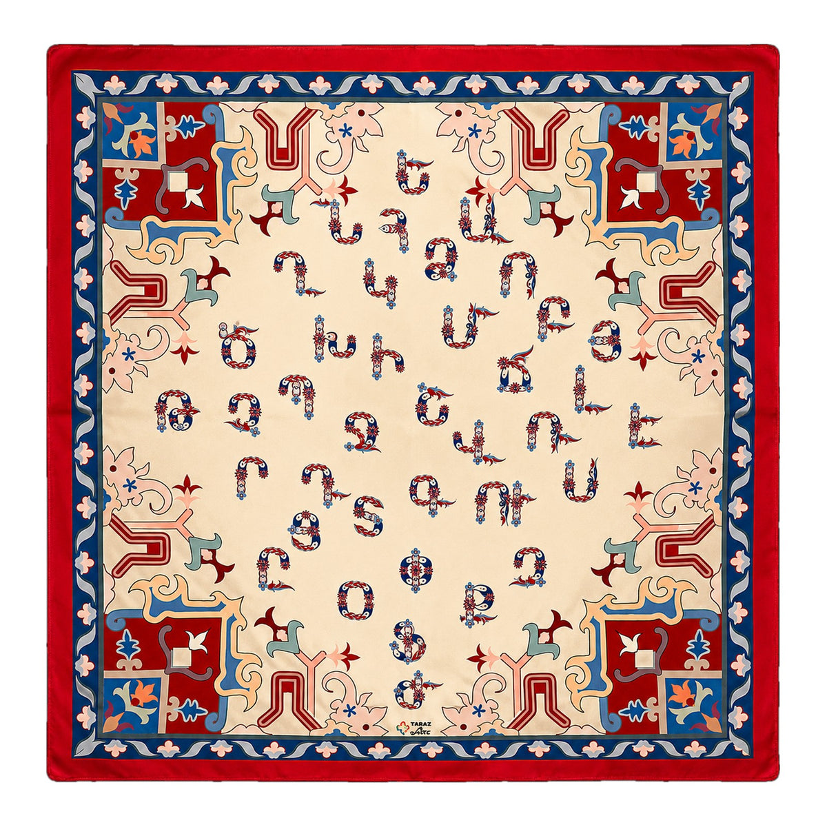Ivory Carpet Letters scarf by Taraz Art