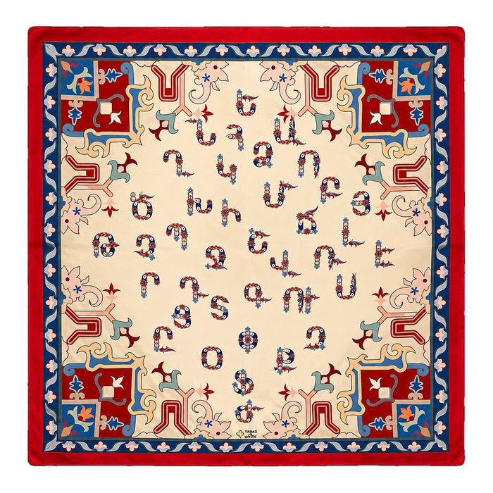 Ivory Carpet Letters scarf by Taraz Art