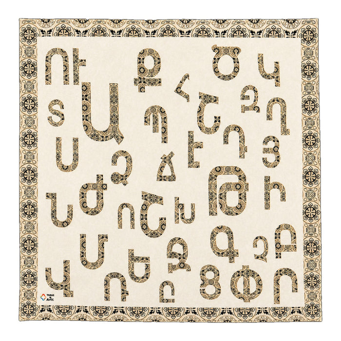 Ivory Alphabet scarf by Taraz Art