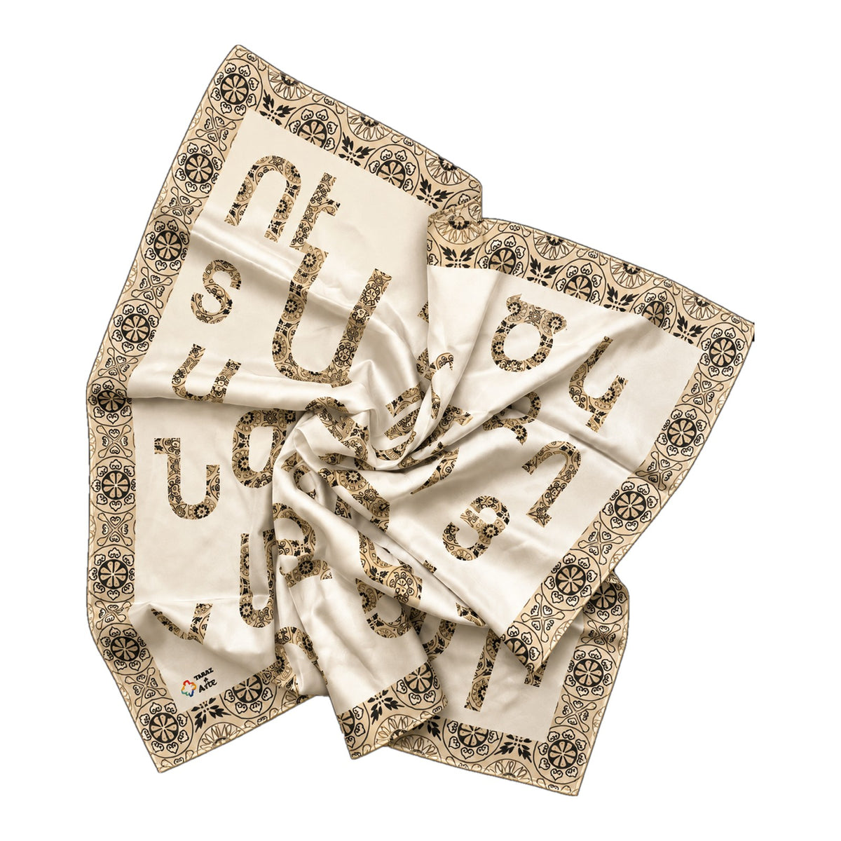 Ivory Alphabet scarf by Taraz Art