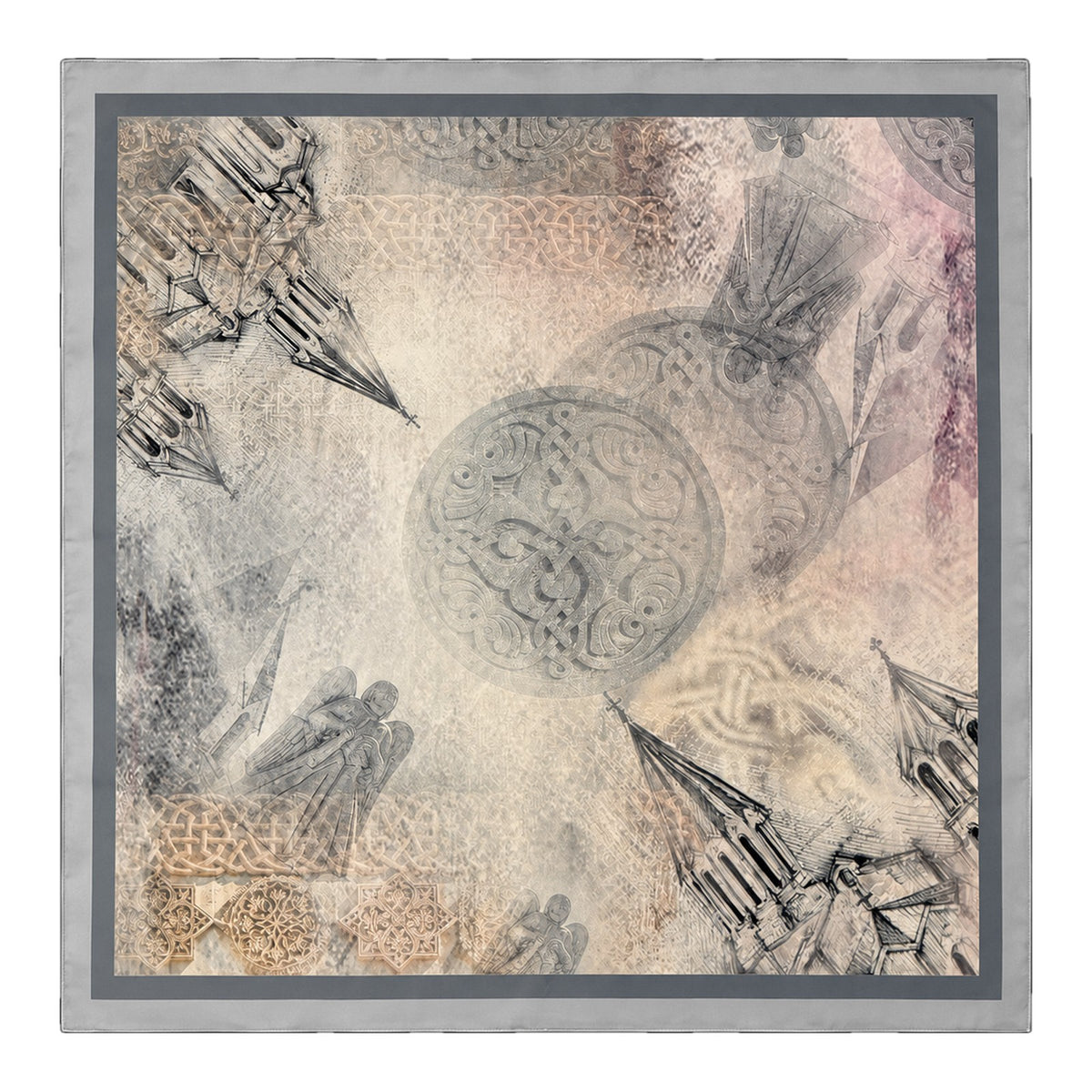 Silver Sketches scarf by Taraz Art
