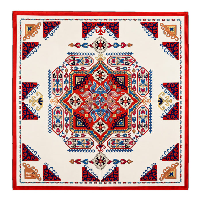 Red Medallion scarf by Taraz Art
