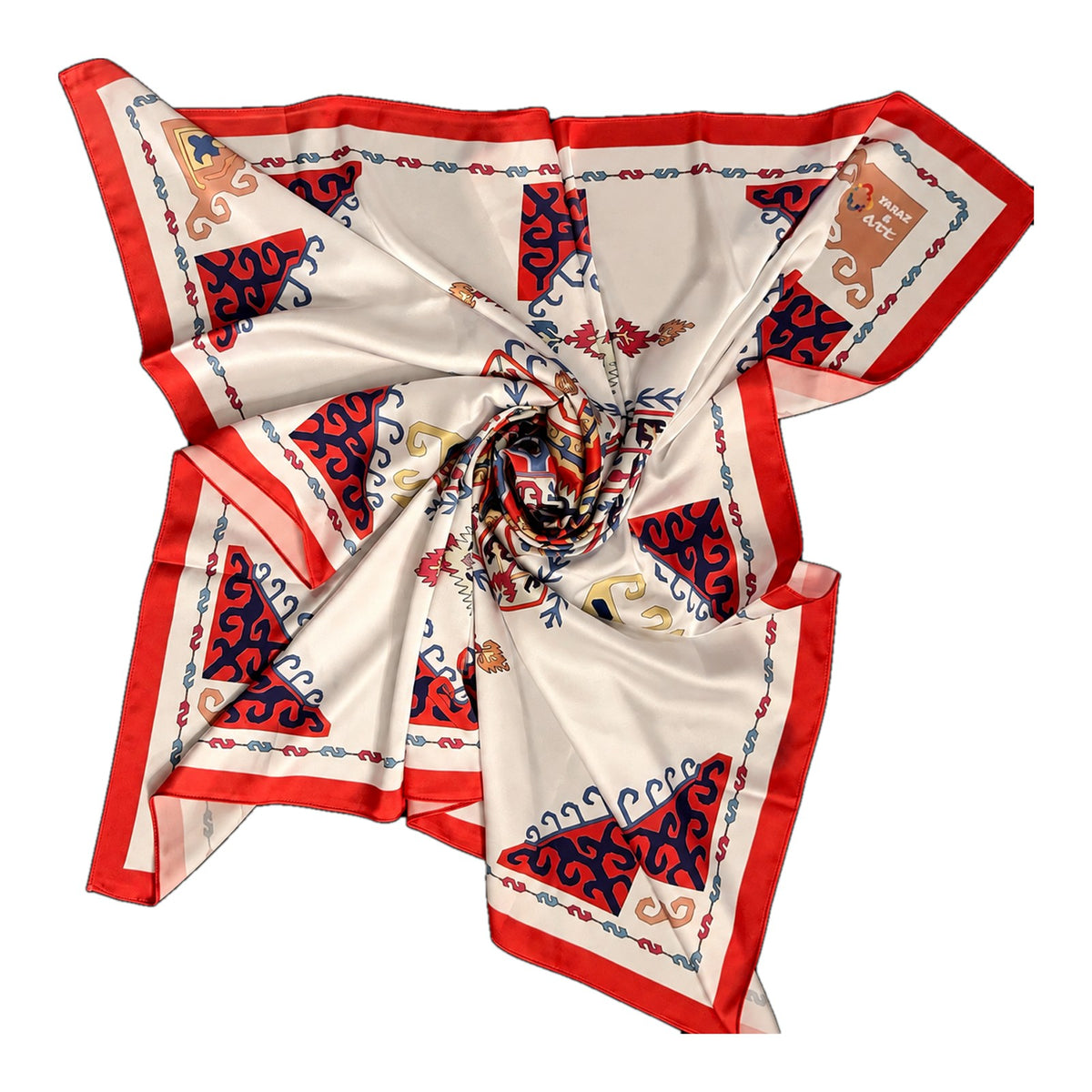 Red Medallion scarf by Taraz Art