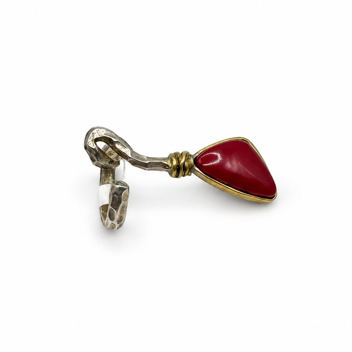 Sterling Silver Ring Red Drop
