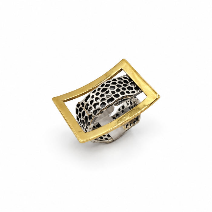 Sterling Silver Ring Gold Frame