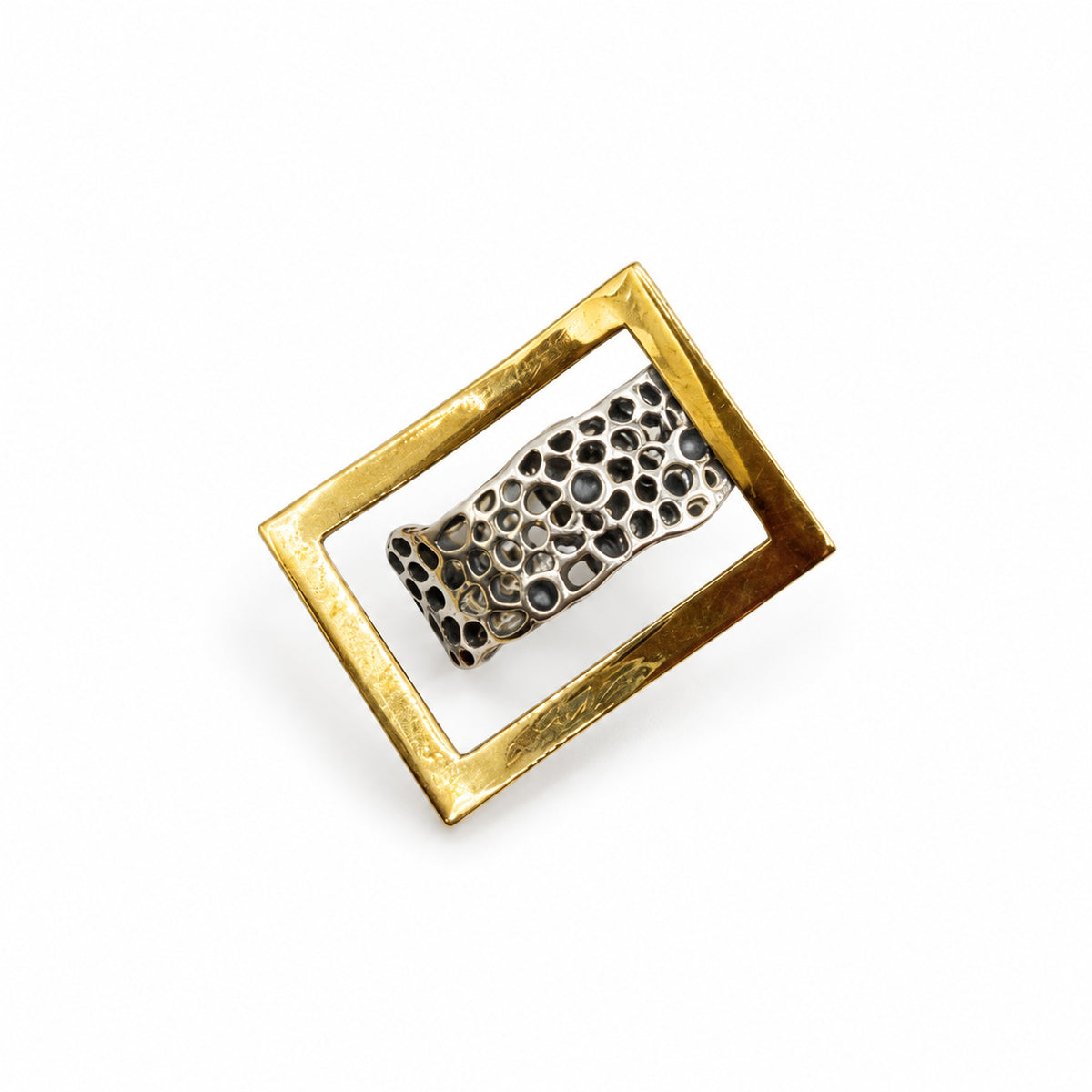 Sterling Silver Ring Gold Frame