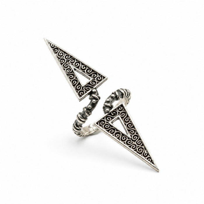 Sterling Silver Ring Open Triangles