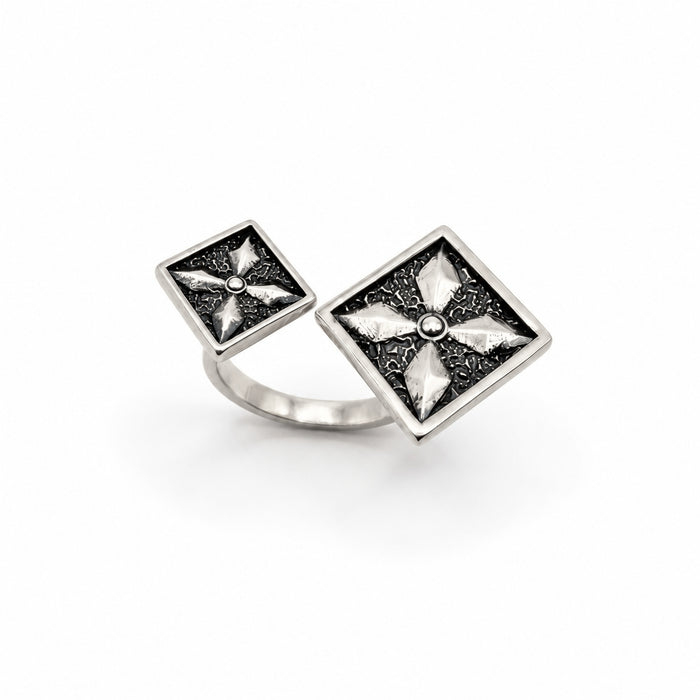 Sterling Silver Ring Gold Diamonds