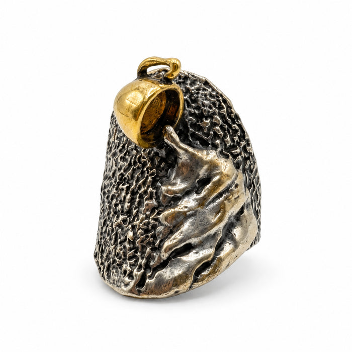 Sterling Silver Ring Gold Tip