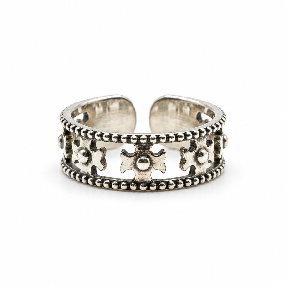 Sterling Silver Ring Flowers Band