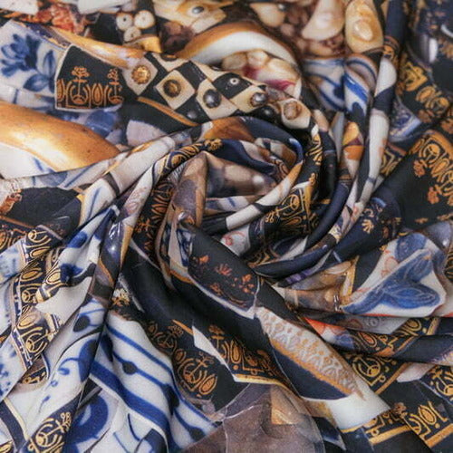 Scarf “Broken utensils with portrait of donator”