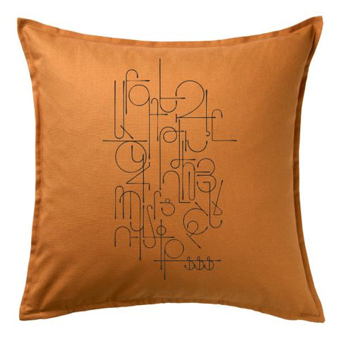 Pillow cover brown-yellow Alphabet