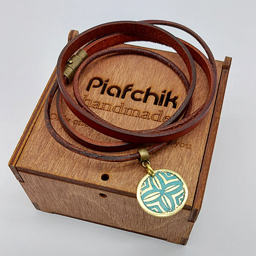 Leather Choker bracelet PIAFCHIK with charm