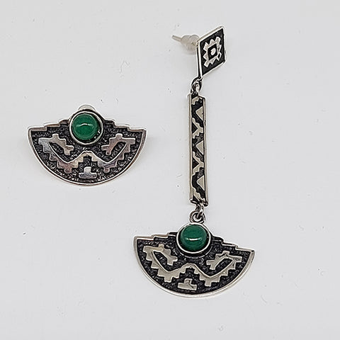 Sterling Silver Earrings with Green stone