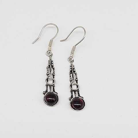 Sterling Silver Earrings with red stone