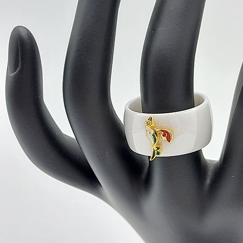 Bird letter ceramic ring Ի