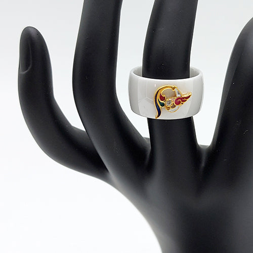 Bird letter ceramic ring Թ