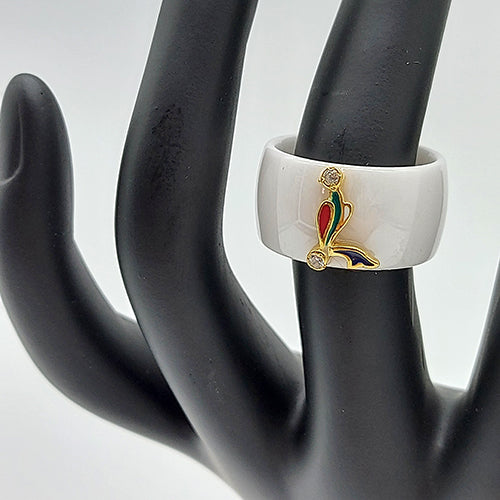 Bird letter ceramic ring Լ