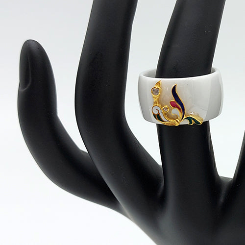 Bird letter ceramic ring Ա