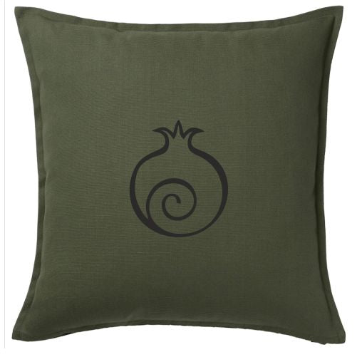 Pillow cover dark green with Pomegranate