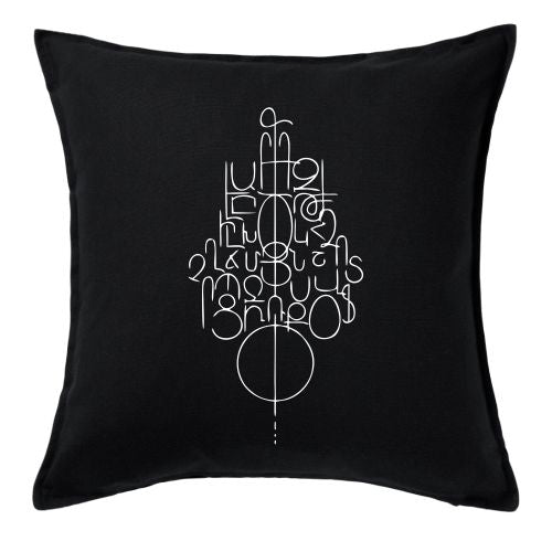 Pillow cover black Alphabet