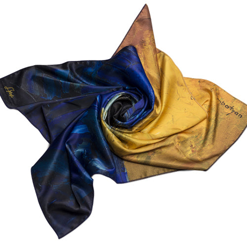 Scarf “Blue and Yellow Composition”