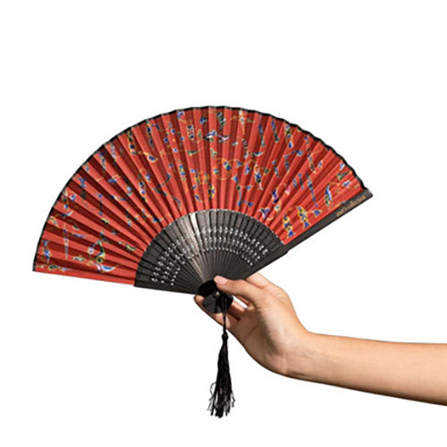 Armenian Alphabet Red Hand Fan