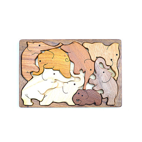 Wooden puzzle Elephants