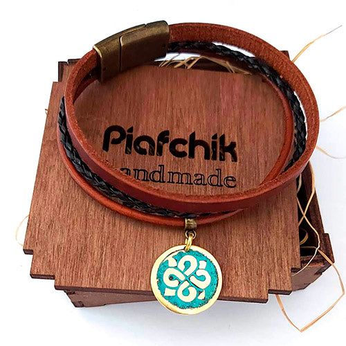 Leather bracelet PIAFCHIK with charm